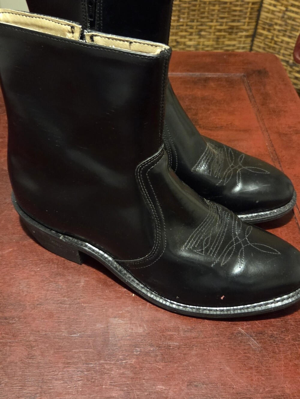 Men's Black Leather Ankle Boots - Classic Western Stitch Detail